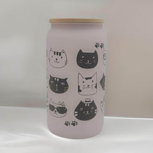 Load image into Gallery viewer, Cat Kitten Beer Can Glass | Boho Pet Coffee Glass | 16 oz