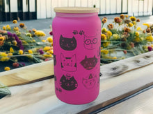Load image into Gallery viewer, Cat Kitten Beer Can Glass | Boho Pet Coffee Glass | 16 oz