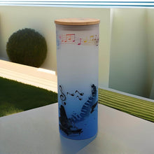 Load image into Gallery viewer, Blue EndMusic Glass Tumbler, Custom Music Note Coffee Glass Can Tumbler