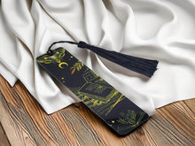 Load image into Gallery viewer, BOOKMARK: Yellow and Black Moon Crystal with Black Tassel