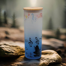 Load image into Gallery viewer, Blue EndMusic Glass Tumbler, Custom Music Note Coffee Glass Can Tumbler