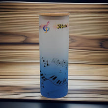 Load image into Gallery viewer, Blue EndMusic Glass Tumbler, Custom Music Note Coffee Glass Can Tumbler