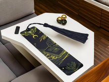 Load image into Gallery viewer, BOOKMARK: Yellow and Black Moon Crystal with Black Tassel