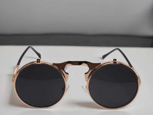Load image into Gallery viewer, Rose Gold Steampunk Goggles Glasses Round Sunglasses Emo Retro Vintage Flip Up