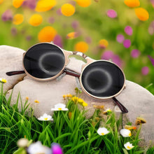 Load image into Gallery viewer, Rose Gold Steampunk Goggles Glasses Round Sunglasses Emo Retro Vintage Flip Up
