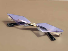 Load image into Gallery viewer, Purple Triangle Wing Edge Rimless Slim Cat-Eye Sunglasses Trendy sunglasses