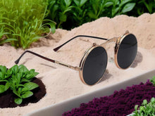 Load image into Gallery viewer, Rose Gold Steampunk Goggles Glasses Round Sunglasses Emo Retro Vintage Flip Up