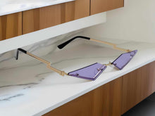 Load image into Gallery viewer, Purple Triangle Wing Edge Rimless Slim Cat-Eye Sunglasses Trendy sunglasses
