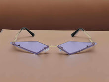 Load image into Gallery viewer, Purple Triangle Wing Edge Rimless Slim Cat-Eye Sunglasses Trendy sunglasses