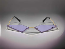 Load image into Gallery viewer, Purple Triangle Wing Edge Rimless Slim Cat-Eye Sunglasses Trendy sunglasses