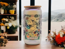 Load image into Gallery viewer, The Gardener Witchy Crow Evil Eye Beer Can Glass | Boho Coffee Glass