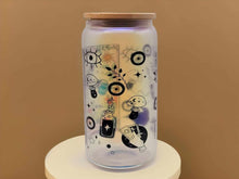 Load image into Gallery viewer, The Gardener Witchy Crow Evil Eye Beer Can Glass | Boho Coffee Glass