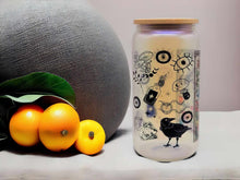 Load image into Gallery viewer, The Gardener Witchy Crow Evil Eye Beer Can Glass | Boho Coffee Glass