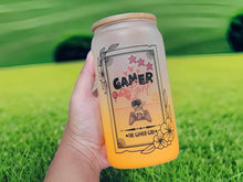 Load image into Gallery viewer, The Gamer Girl Tarot Card Glass Can | 16 oz Can Glass | Witch Gift