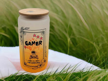 Load image into Gallery viewer, The Gamer Girl Tarot Card Glass Can | 16 oz Can Glass | Witch Gift