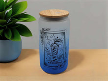 Load image into Gallery viewer, The Iced Coffee Lover Tarot Card Glass Can | 16 oz Can Glass