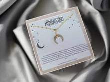 Load image into Gallery viewer, Labradorite Crescent Moon Necklace, Layering Statement Necklace Affirmation Necklace