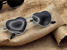 Load image into Gallery viewer, Heart Shape Heart Sunglasses Retro Vintage Boho Silver Black