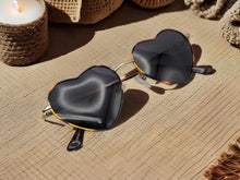 Load image into Gallery viewer, Heart Shape Heart Sunglasses Retro Vintage Boho Print Black
