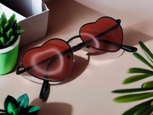 Load image into Gallery viewer, Heart Shape Heart Sunglasses Retro Vintage Boho Black Red