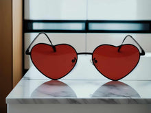 Load image into Gallery viewer, Heart Shape Heart Sunglasses Retro Vintage Boho Black Red