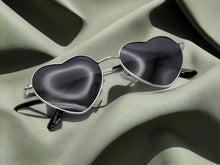 Load image into Gallery viewer, Heart Shape Heart Sunglasses Retro Vintage Boho Silver Black