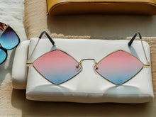 Load image into Gallery viewer, Cute Bi- Color Fashion Medium Rhombus Luxury Sunglasses Pink Blue