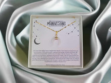 Load image into Gallery viewer, Clear Quartz Crescent Moon Necklace, Layering Statement Necklace Affirmation Necklace