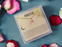 Load image into Gallery viewer, Rose Quartz Moon Necklace, Crescent Moon Necklace, Gold Gemstone Necklace