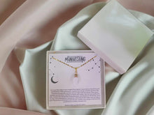 Load image into Gallery viewer, Clear Quartz Crescent Moon Necklace, Layering Statement Necklace Affirmation Necklace
