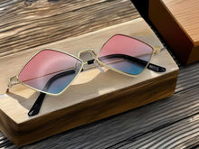 Load image into Gallery viewer, Cute Bi- Color Fashion Medium Rhombus Luxury Sunglasses Pink Blue
