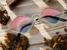 Load image into Gallery viewer, Cute Bi- Color Fashion Medium Rhombus Luxury Sunglasses Pink Blue