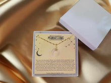 Load image into Gallery viewer, Rose Quartz Moon Necklace, Crescent Moon Necklace, Gold Gemstone Necklace