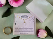 Load image into Gallery viewer, Clear Quartz Crescent Moon Necklace, Layering Statement Necklace Affirmation Necklace