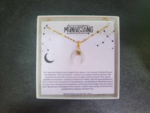 Load image into Gallery viewer, Clear Quartz Crescent Moon Necklace, Layering Statement Necklace Affirmation Necklace