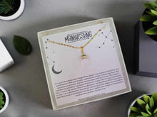 Load image into Gallery viewer, Clear Quartz Crescent Moon Necklace, Layering Statement Necklace Affirmation Necklace