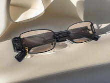 Load image into Gallery viewer, Tea Black small Rectangle Unisex Luxury Sunglasses Vintage Punk