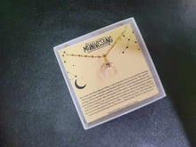 Load image into Gallery viewer, Rose Quartz Moon Necklace, Crescent Moon Necklace, Gold Gemstone Necklace