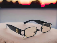 Load image into Gallery viewer, Tea Black small Rectangle Unisex Luxury Sunglasses Vintage Punk