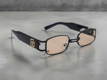 Load image into Gallery viewer, Tea Black small Rectangle Unisex Luxury Sunglasses Vintage Punk