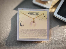 Load image into Gallery viewer, Rose Quartz Moon Necklace, Crescent Moon Necklace, Gold Gemstone Necklace