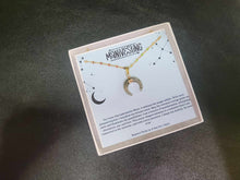 Load image into Gallery viewer, Labradorite Crescent Moon Necklace, Layering Statement Necklace Affirmation Necklace