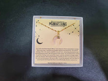 Load image into Gallery viewer, Rose Quartz Moon Necklace, Crescent Moon Necklace, Gold Gemstone Necklace