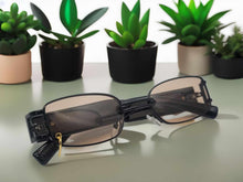 Load image into Gallery viewer, Tea Black small Rectangle Unisex Luxury Sunglasses Vintage Punk