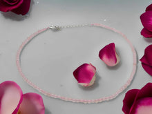 Load image into Gallery viewer, Genuine Rose Quartz Choker Necklace Adjustable 4mm