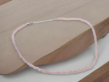 Load image into Gallery viewer, Genuine Rose Quartz Choker Necklace Adjustable 4mm