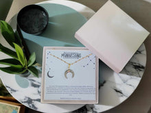 Load image into Gallery viewer, Labradorite Crescent Moon Necklace, Layering Statement Necklace Affirmation Necklace