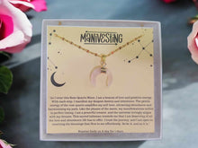 Load image into Gallery viewer, Rose Quartz Moon Necklace, Crescent Moon Necklace, Gold Gemstone Necklace