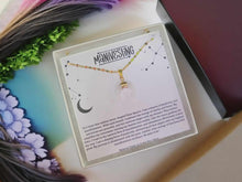 Load image into Gallery viewer, Clear Quartz Crescent Moon Necklace, Layering Statement Necklace Affirmation Necklace
