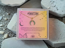 Load image into Gallery viewer, Green Aventurine Crescent Moon Necklace, Layering Statement Necklace Affirmation Necklace